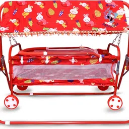 avani metrobuzz Foldable Cradle Bed with Swing Palna Jhula for New Born Baby Multiparous Crib image 2