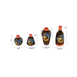 AAKRITI ART CREATIONS Set of 4 Multi-Colored Fish Printed Terracotta Vase image 2
