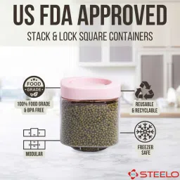 steelo (Pack of 4) Stack & Lock Square Containers image 4