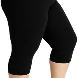 HM HUBB Capri For Girls Casual Solid Cotton Capri's For Women|Bottomwear Women Black Capri image 3