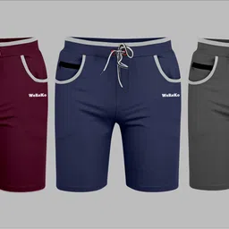 wereko Pack of 3 Printed Men Blue, Dark Grey, Maroon Regular Shorts-picture-24