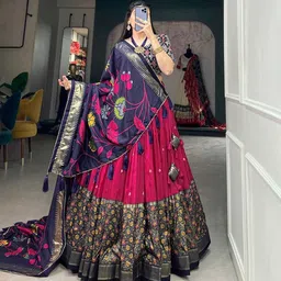 aayushyam enterprise Floral Print, Self Design Semi Stitched Lehenga Choli-picture-38