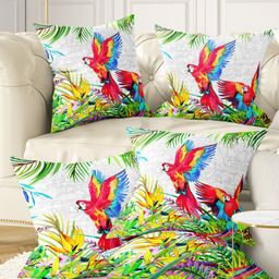 BIANCA Set Of 5 Red & White Floral Square Cushion Covers-picture-40