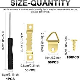 supvox 251pcs Picture Frame Hanging Hardware Kit with Toolbox Golden Metal Set Swivel Hook 1 image 2