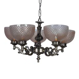 fos lighting Gafieira Gold Metal Shaded Chandelier image 4