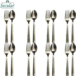 secular Stainless Steel Spoon Fork Set For Dinning Table, 8 EACH, Kitchen Essential Kit Stainless Steel Dinner Fork Set image 1