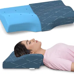 my armor Cool Gel Memory Foam Cervical Pillow with Outer Cover, 18.5" x 11", Dual Height, Cervical Pillow image 1