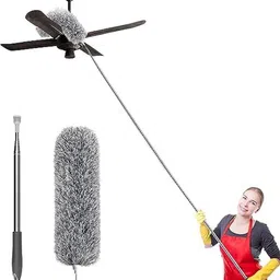 nucletric Cleaning Brush Feather Microfiber with Extendable Rod Dust Cleaner Wet and Dry Duster image 1