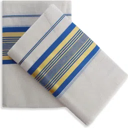 Chithra Fabrics CF 4206 Blue Fancy Border Single Set Mundu Solid Women Dhoti-image-9