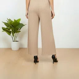 infinizy Pack of 2 Women Comfort Fit Black, Beige Lycra Blend Trousers image 5