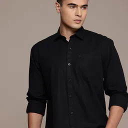 bs blue squad Men Slim Fit Solid Spread Collar Casual Shirt-picture-14