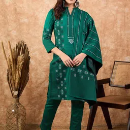 SAHASIKA Women Ethnic Motifs Regular Kurta with Trousers & With Dupatta-image-35