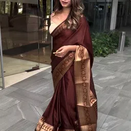 Freezeit Woven Design Zari Silk Blend Handloom Saree image 2