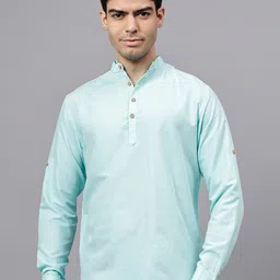 Jatin Creationss Mandarin Collar Thread Work Straight Cotton Kurta-image-12