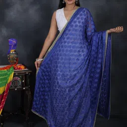Exotic India Phulkari Extra Wide Dupatta From Punjab With Embroidered Bootis-picture-22