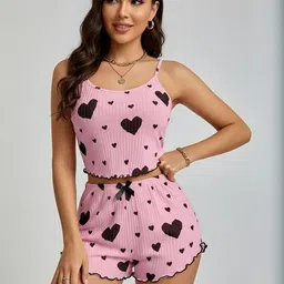 Caracola Women Conversational Printed Shoulder Straps Cami &Shorts Night suit-picture-17