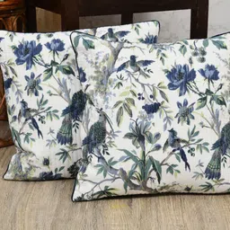 Urban Jaipur Blue & White 2 Pieces Floral Printed Square Cotton Cushion Covers-picture-35