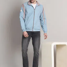 HOUSE OF VEDAS Men Stand Collar Colourblocked Windcheater Sporty Jacket image 4