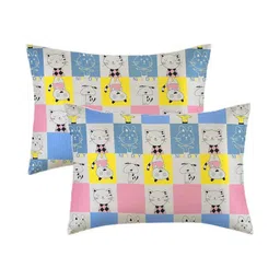 Filymore White & Blue 2 Pieces Self Design Cotton Linen Rectangle Pillow Covers-picture-14