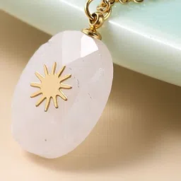 Just Lil Things Stone Studded Oval Pendant With Chain-picture-11