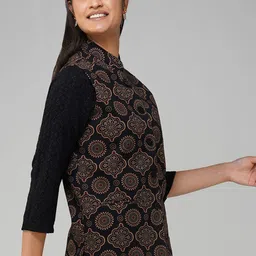 KALINI Printed Pure Cotton Nehru Jacket image 2