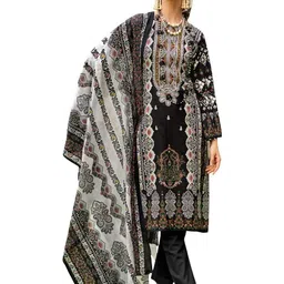 DRAVINAM Trends Floral Embroidered Thread Work Pure Cotton Unstitched Dress Material-picture-30