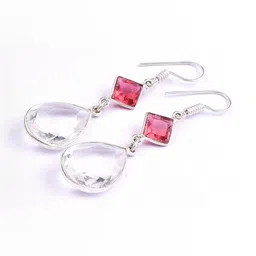 AAR Jewels Rhodium-Plated Alloy Topaz Drop Earrings-picture-32