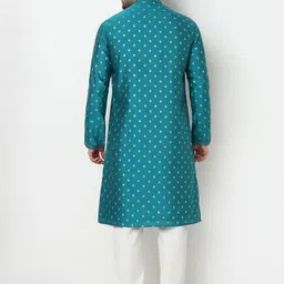 Ethnicity Men Floral Printed Regular Pure Silk Kurta with Pyjamas image 4