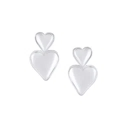 Mahi Rhodium-Plated Heart Shaped Drop Earrings-image-4