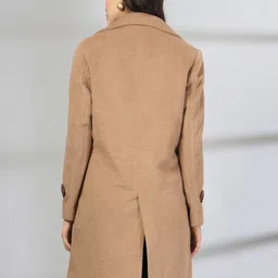 Thirty Threads Women Notched Lapel Collar Single-Breasted Long Overcoat image 4