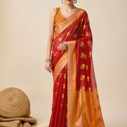 Rangtulika Ethnics Woven Design Zari Silk Cotton Saree-picture-33