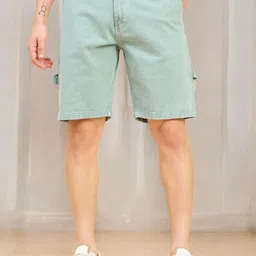 STUDIO NEXX Men Mid-Rise Washed Loose Fit Knee Length Denim Shorts-picture-34
