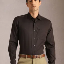 Louis Philippe Men Textured Spread Collar Cotton Formal Shirt-picture-37