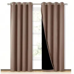 BFAM Brown Set of 2 Black Out Door Curtain-picture-34
