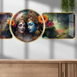 Aura Blue & Orange 1 Piece Wood Abstract Wall Paintings-picture-22