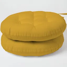 SKANDA FAB Mustard Yellow 2 Pcs Round Shaped Pure Cotton Chair Pads-image-16