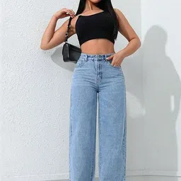 AngelFab Women Straight Fit High-Rise Light Fade Stretchable Jeans image 3