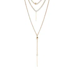 DressBerry Gold Toned Set Of 2 Stone Studded & Beaded Layered Necklaces image 4