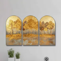 Myntra Elegant Homes Gold-Toned Set of 3 Piece MDF Other Wall Paintings-picture-23