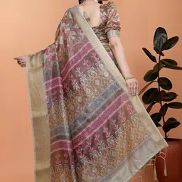 you shop we ship Zari Silk Blend Designer Patola Saree image 4