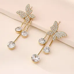 Vembley Gold-Plated Alloy Cubic Zirconia Contemporary Earrings image 5