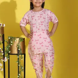 Maaesa Girls Printed Regular Kurta with Dhoti Pants image 4