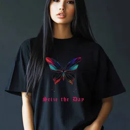 Storeily Women Graphic Printed Round Neck Cotton Oversized T-shirt-image-23