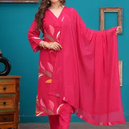 Dholiwal Fashion Women Floral Printed Kurta with Trousers & Dupatta-picture-26