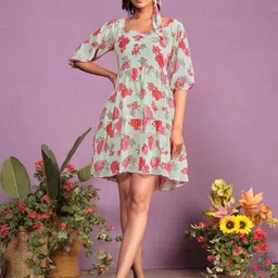 KALINI Women Floral Printed Fit & Flare Dress image 4
