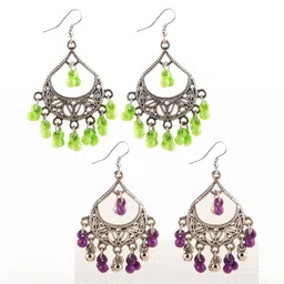 Creative Frogs Set Of 2 Silver-Plated Artificial Beaded Crescent Shaped Drop Earrings-picture-50