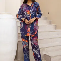HERE&NOW Women Floral Printed Regular Kurta with Trousers-picture-36