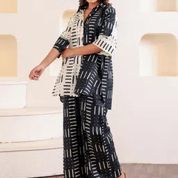 MANVAAR JAIPUR Black Printed Cotton Shirt & Co-Ords image 2