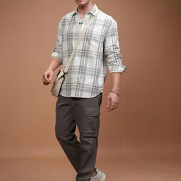 HIGHLANDER Men Relaxed Fit Spread Collar Tartan Checked Cotton Casual Shirt image 4