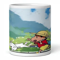 Mr UVD White & Green Cartoon Characters Printed Ceramic Glossy Mug - 350 ml image 4